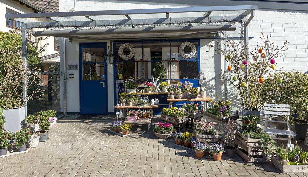 Ladenfront von Blumen Bories in der Wiesenstraße
